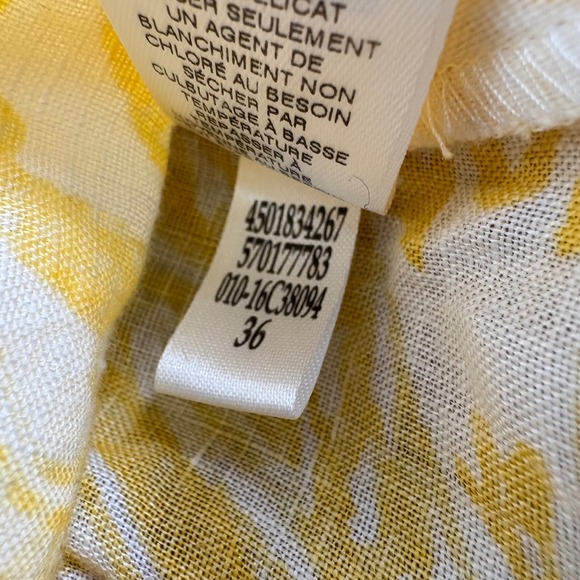 Chicos Linen Tunic Top Yellow White Paisley Print Sequins V Neck‎ Size 3/US 16 - Picture 10 of 14